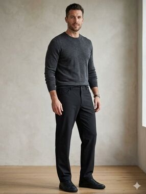 Karbon Men's 49x32 Jet Black Dress Pants - Classic Tailored Fit